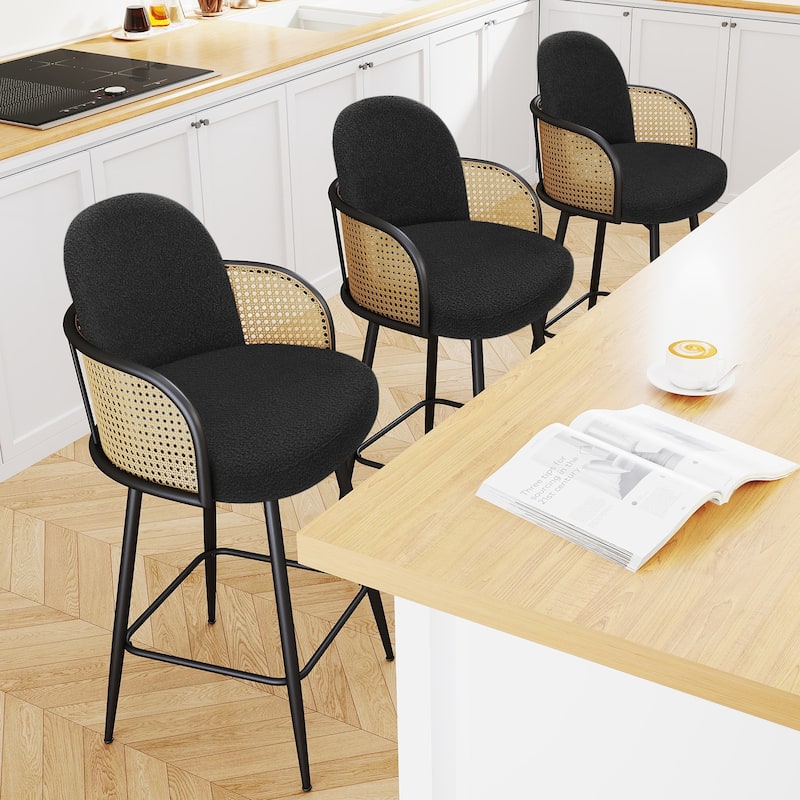 26" Swivel Boucle Fabric Upholstered Bar Stool - 38.2"H x 21.5"W x 23.2"D