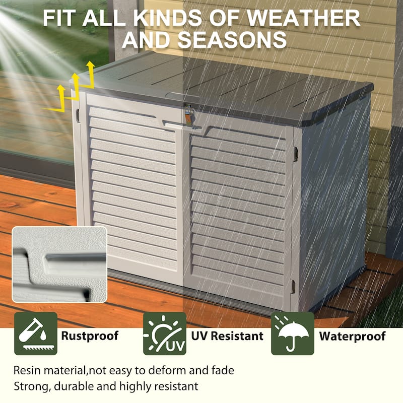 GDFStudio - Hayes Large Horizontal Lockable Outdoor Storage Shed with Removable Shelf