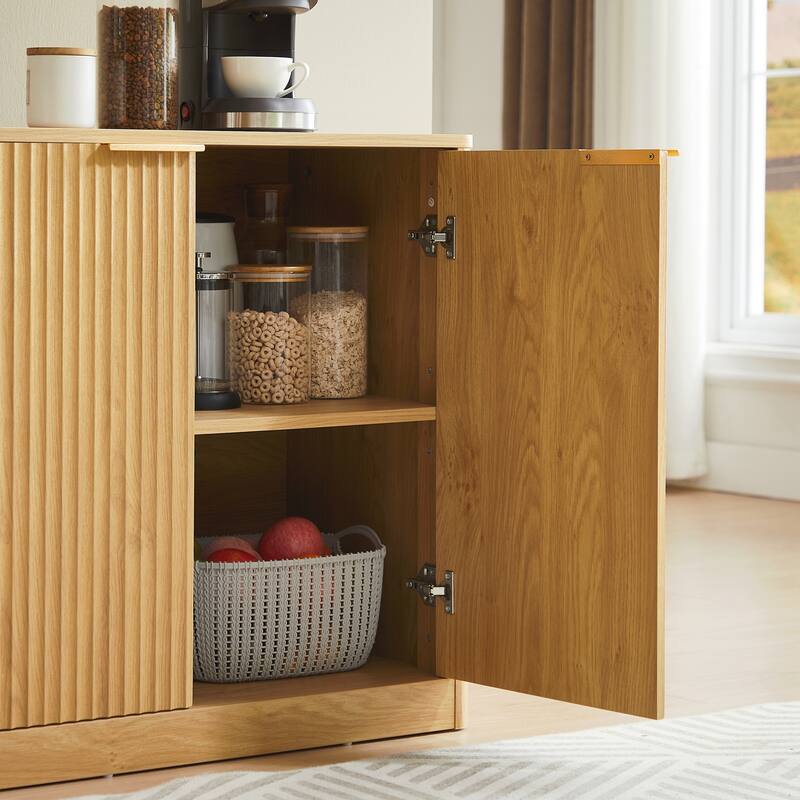 Modern Wavy Sideboard, Curved Contour Design Storage Cabinet