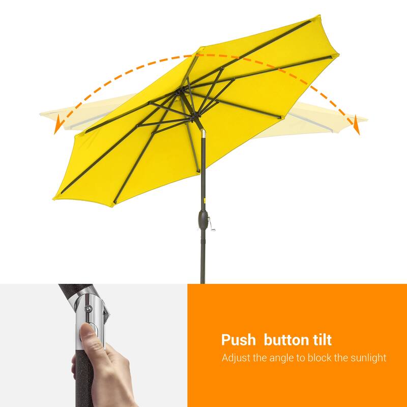 BONOSUKI 9ft Patio Umbrella,Outside Deck Table Umbrella,w/Tilt Crank