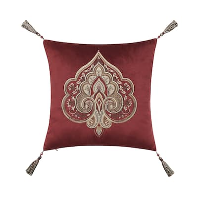 J. Queen New York Calistoga 18" Square Embellished Decorative Throw Pillow