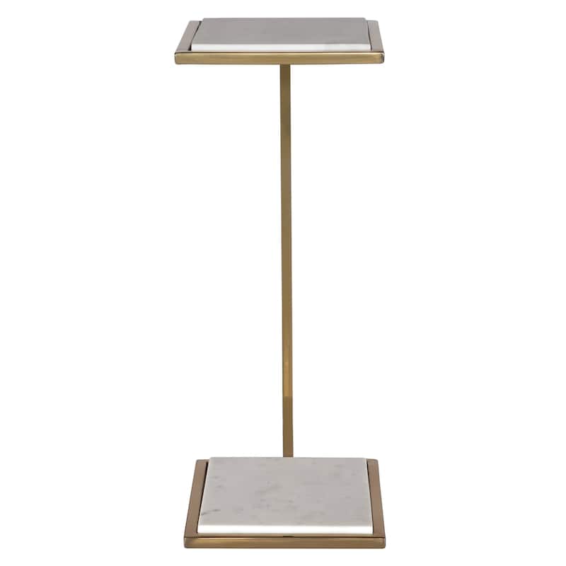 Square Marble End Drink Table - 20" - White