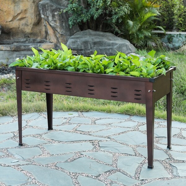 39.5in Metal Rectangular Raised Garden Planter - On Sale - Overstock
