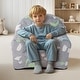 preview thumbnail 8 of 8, Grey Foam Glow Fabric Kids Couch Sofa Bed with Removable Cover - 23.62” L x 16.54” W x 20.47” H