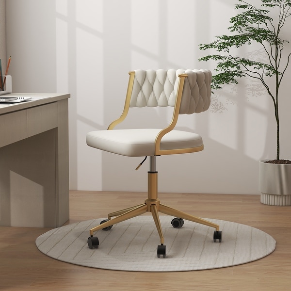 Velvet Home Desk Chair Office Swivel Chair with Wheels and Gold