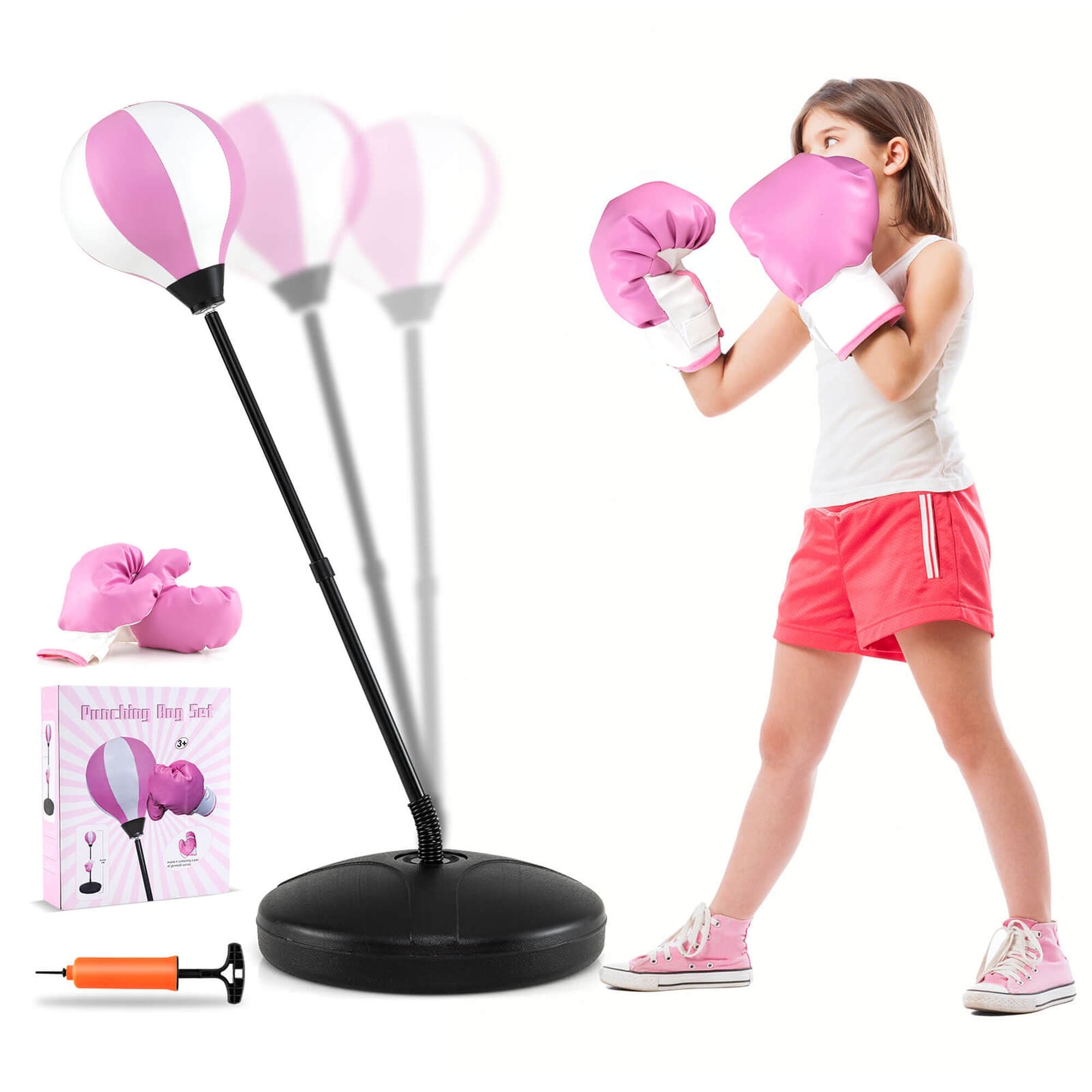 Costway Kids Punching Bag Toy Set Adjustable Stand Boxing Glove Speed