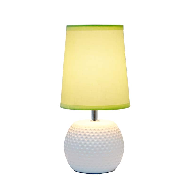 Simple Designs Studded Texture Ceramic Table Lamp, Blue - N/A - White/green shade