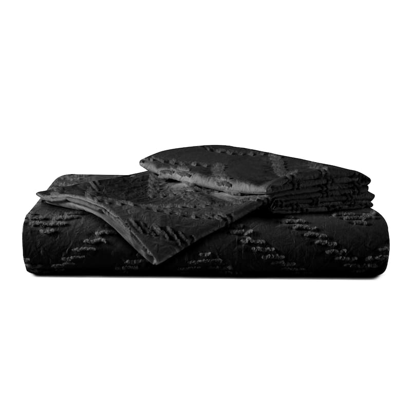 Clipped Jacquard Geometric Duvet Cover & Pillowcase Set