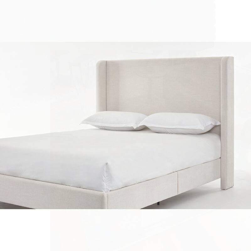 Upholstered Wingback Bed Without Wooden Slats Box Spring Required