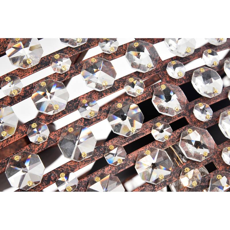 Juliet Rustic Bronze 28-Inch 6-Light Metal & Crystal Drum Shade Lighted Ceiling Fan (Includes Remote)
