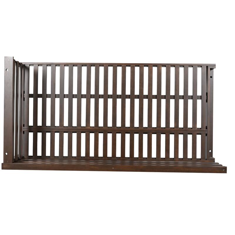 Patio Wooden Twin Size Swing Daybed Porch Swing Frame with 4pcs 96-inch Hemp Ropes for Backyard, Garden