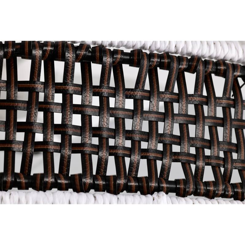 Kauman 27 Inch Towtone Rattan Fandelier 6 Light with Remote