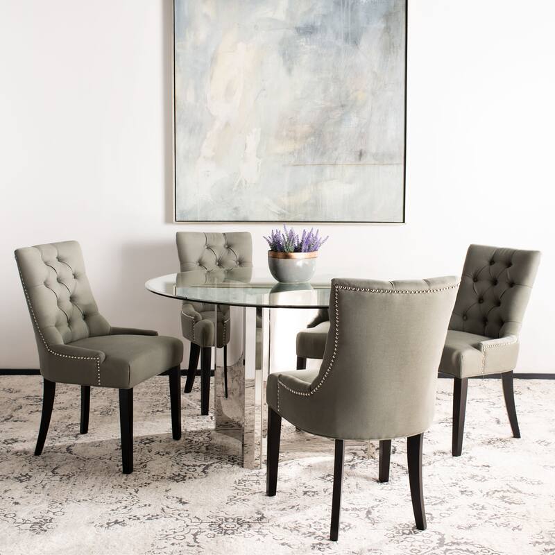 SAFAVIEH Loren Dining Chair (Set of 2) - 24"W x 25"D x 39"H - Seamist