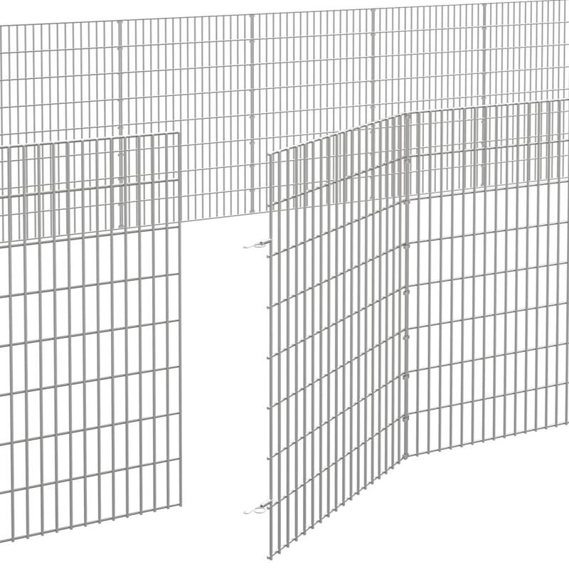 vidaXL Free Range Animal Enclosure Rabbit Hutch Free Range Pen Galvanized Iron