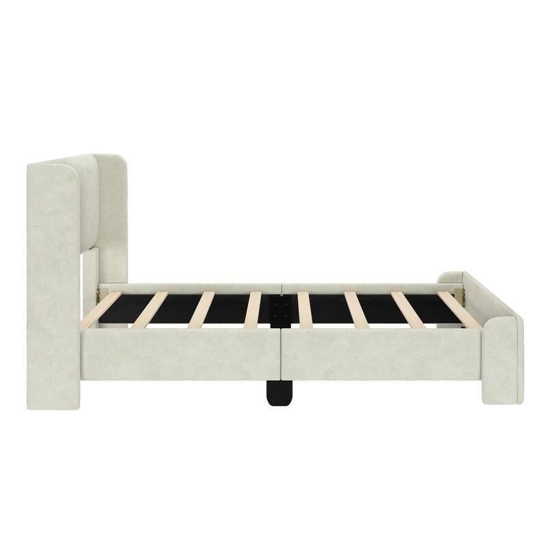 Max and Lily Twin-Size Upholstered Bed with Rectangular Headboard