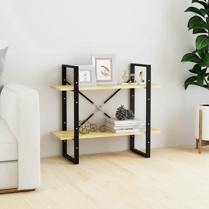 vidaXL 4-Tier Book Cabinet Black 31.5"x11.8"x55.1" Solid Pine Wood