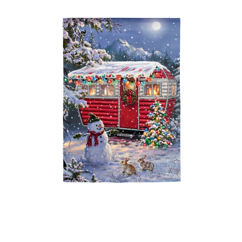 12.5 in. x 18 in. Christmas Camper Lustre Garden Flag - Multicolor - 12.5 in x 18 in