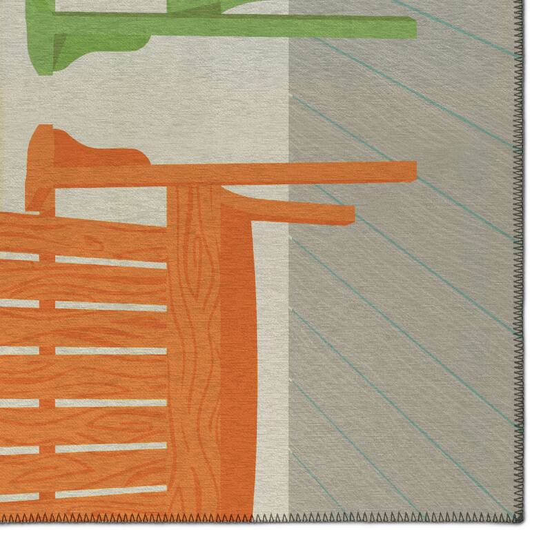 Indoor/Outdoor Harpswell Beach Chairs Washable Rug