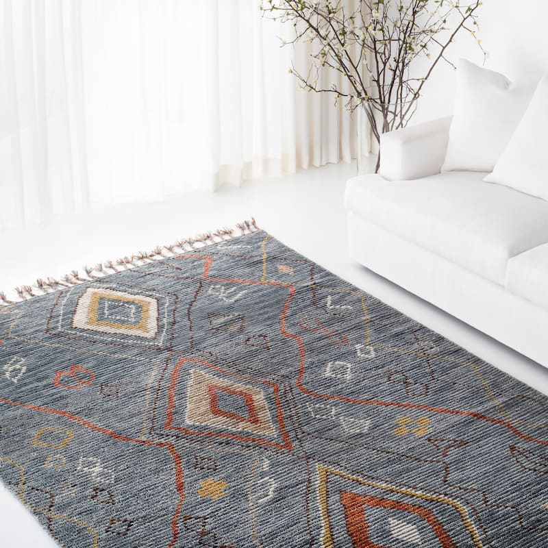 Lauren Ralph Lauren Handmade Nahla Southwestern Tribal Wool Rug - 5' x 8' - Denim