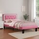 preview thumbnail 1 of 3, Polyurethane Twin Size Bed In High Headboard In Pink