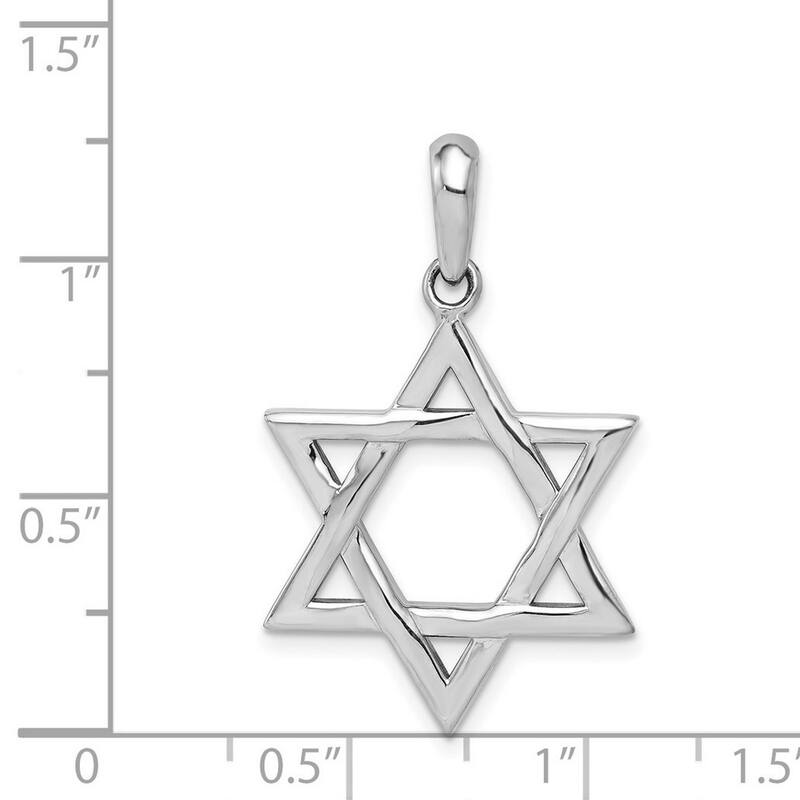 Curata 14k White Gold 18" 22mmx20mm Solid Polished Star of David Pendant Necklace Necklace