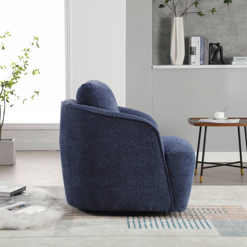 Upholstered Swivel Accent Barrel Chair and Comfy Round Accent Single Sofa Chair