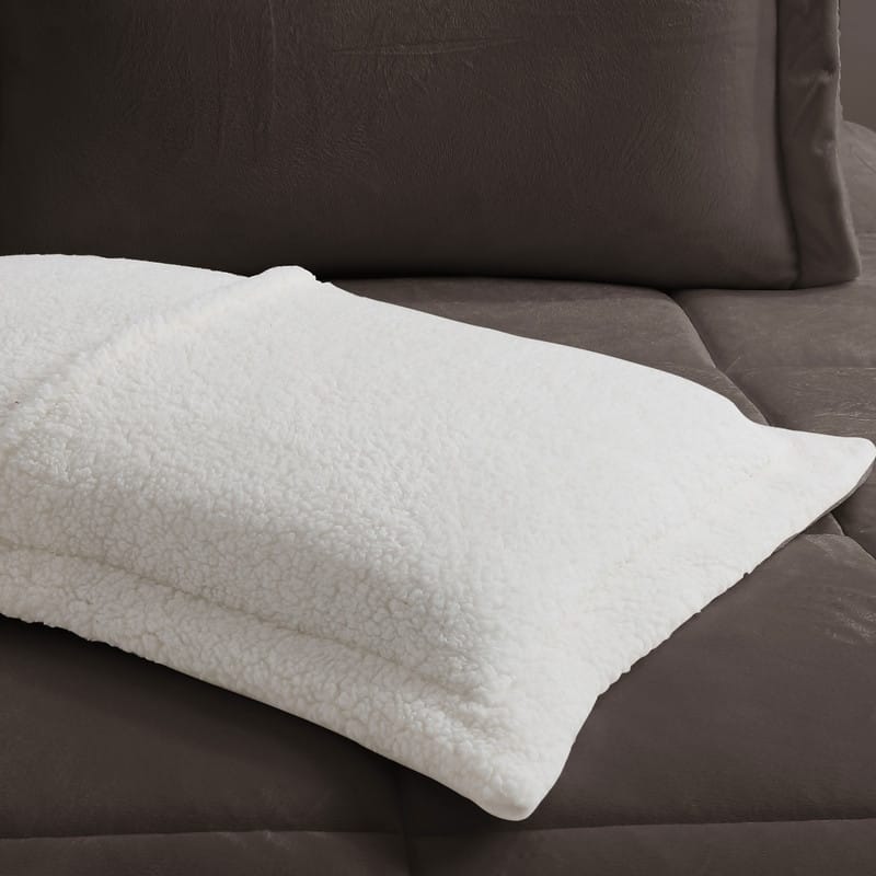 Swift Home Reversible Micromink and Sherpa Down Alternative Bedding Comforter Set - Chocolate - King