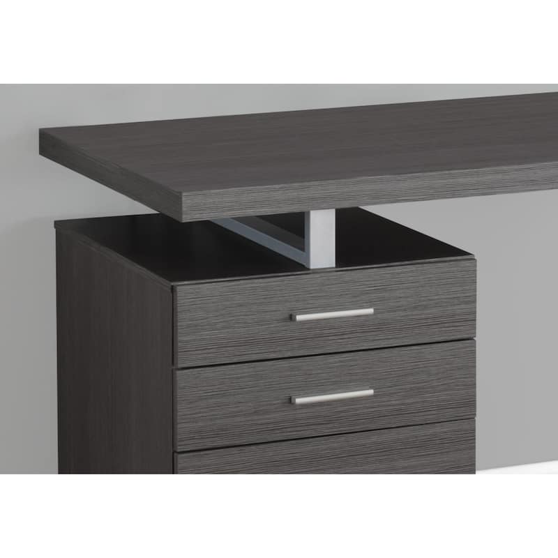 Wood Computer Desk with Drawers and Metal Pedestal Base