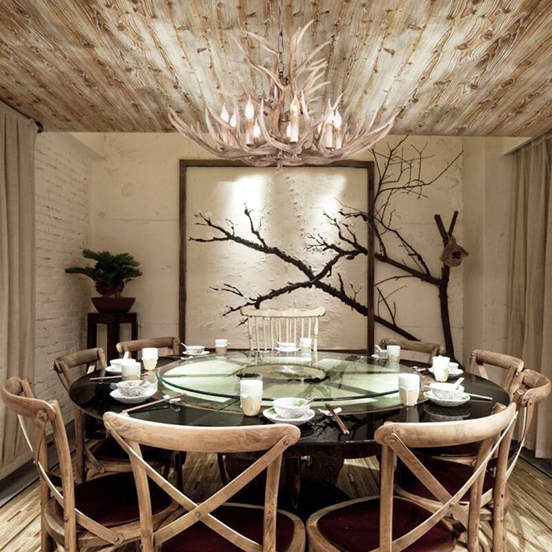 9-Light D39.4" Polyresin Antler Horn Chandelier