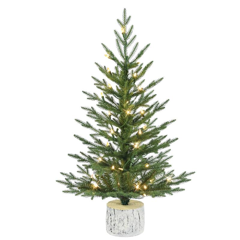 Puleo International 3 ft. Pre-Lit Potted Arctic Fir Artificial Christmas Tree - 3 Foot - Green