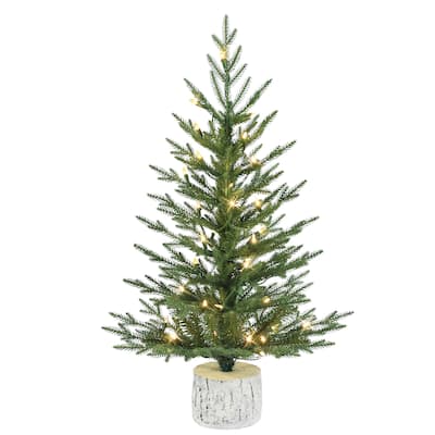 Puleo International 3 ft. Pre-Lit Potted Arctic Fir Artificial Christmas Tree