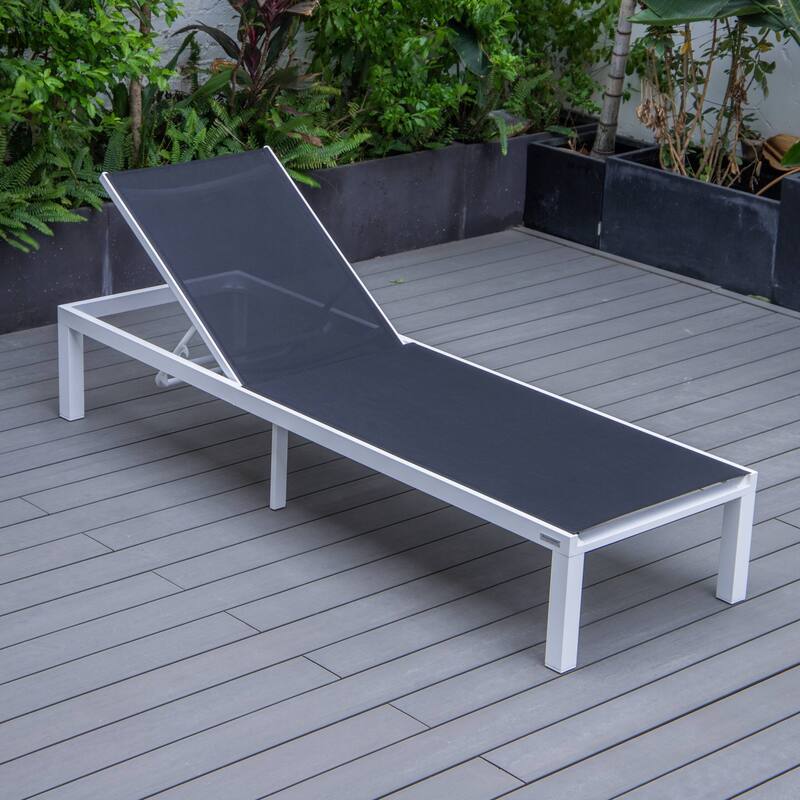 Aluminum Beach Pool Sun Lounge Chair Sling Mesh Fabric Reclining Stackable Lounger Chair