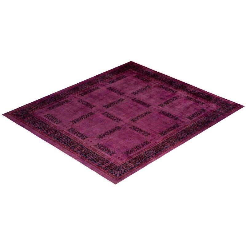 Overton Hand Knotted Wool Vintage Inspired Modern Contemporary Overdyed Pink Area Rug - 9' 10" x 11' 6"