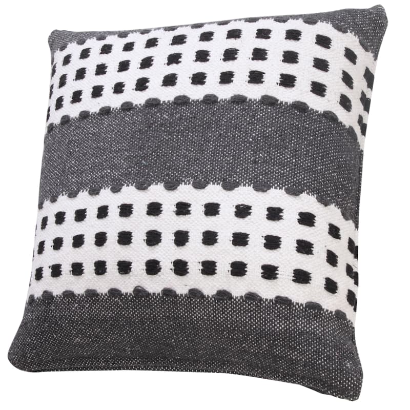 Sevita Industrial Woven Dash Grid Striped Throw Pillow
