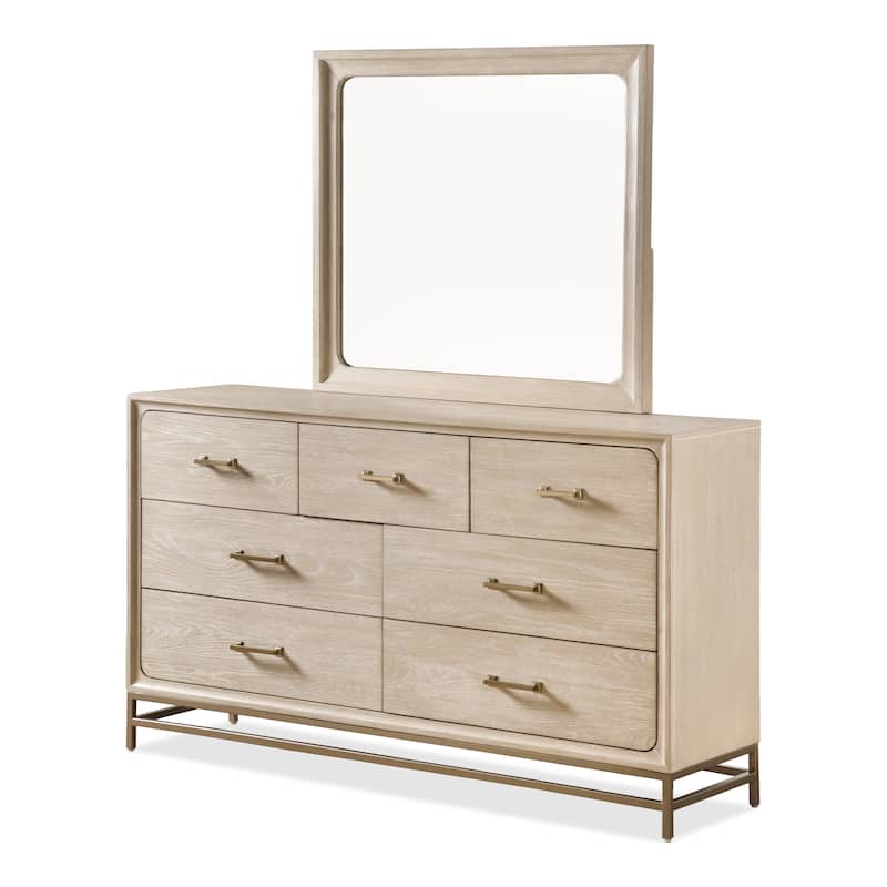 Furniture of America Drayden Transitional Oak 2-Piece Dresser and Mirror Set