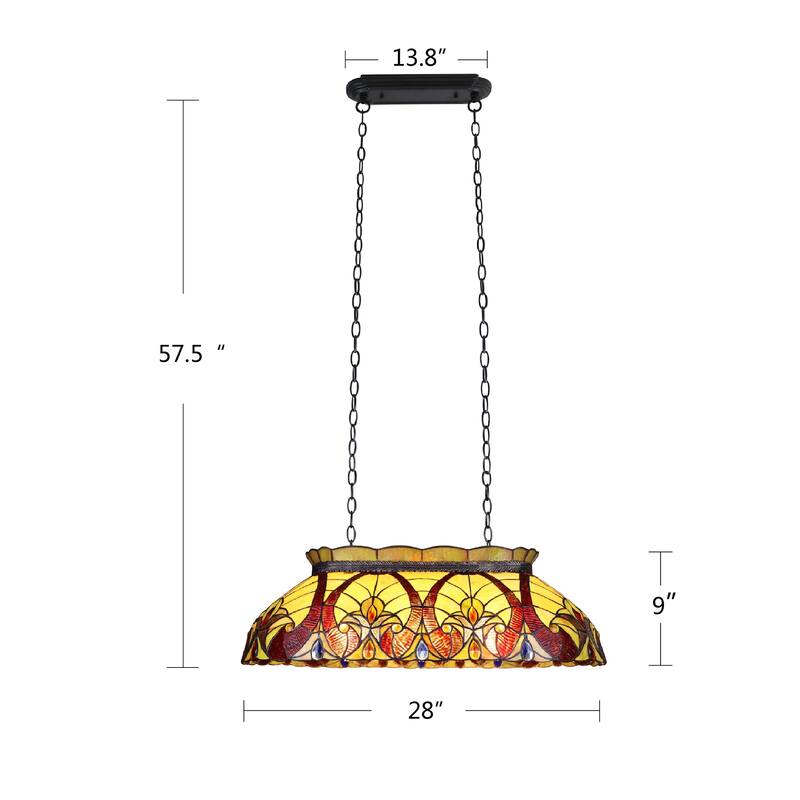 Tiffany Style Victorian Design 3-light Linear Island Fixture
