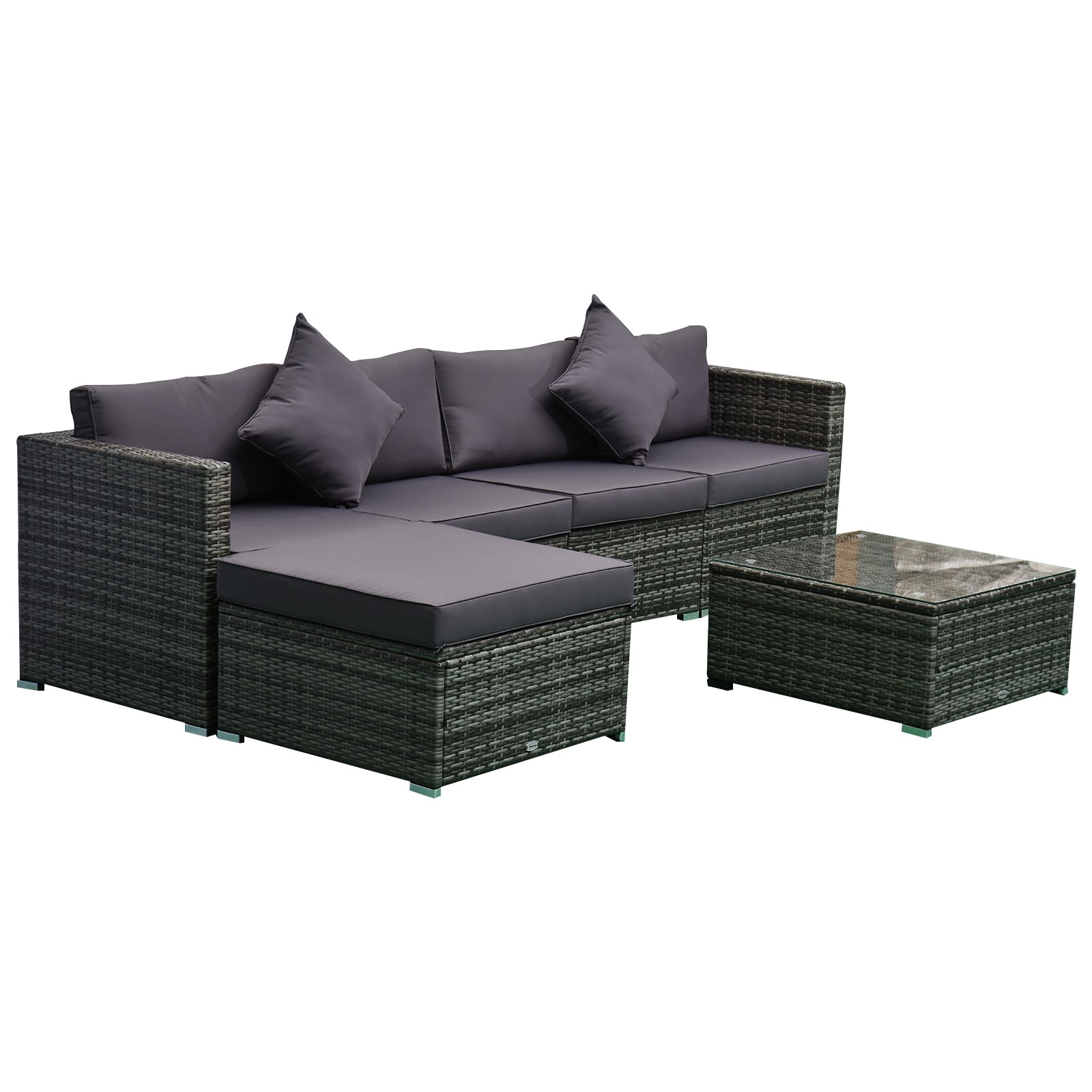 Outsunny 6 Piece Outdoor Patio Rattan Wicker Furniture Set With Comfortable Cotton Cushions Removable Slip Covers Overstock 31244855