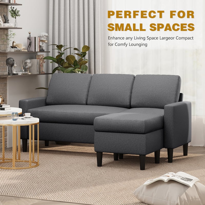 Futzca 74" Convertible Sectional Sofa Couch, Small L-Shaped Sofa