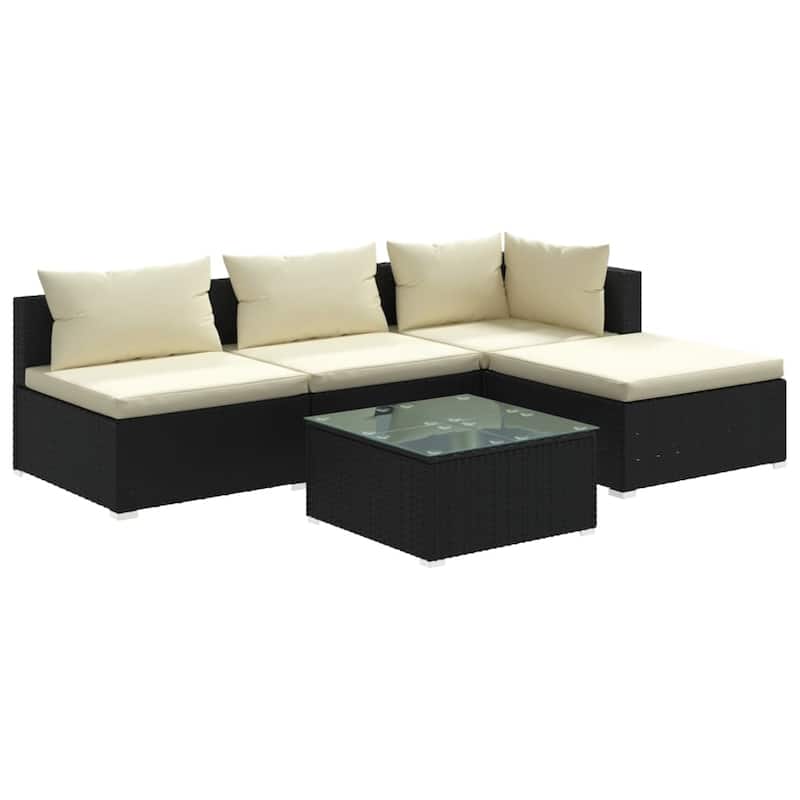 vidaXL Patio Lounge Set Outdoor Sectional Sofa Set Table Garden Poly Rattan