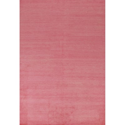 Hand Knotted Oriental 100% Wool Carpet Modern Solid Pink Gabbeh Area Rug - 9' 4'' X 6' 2''