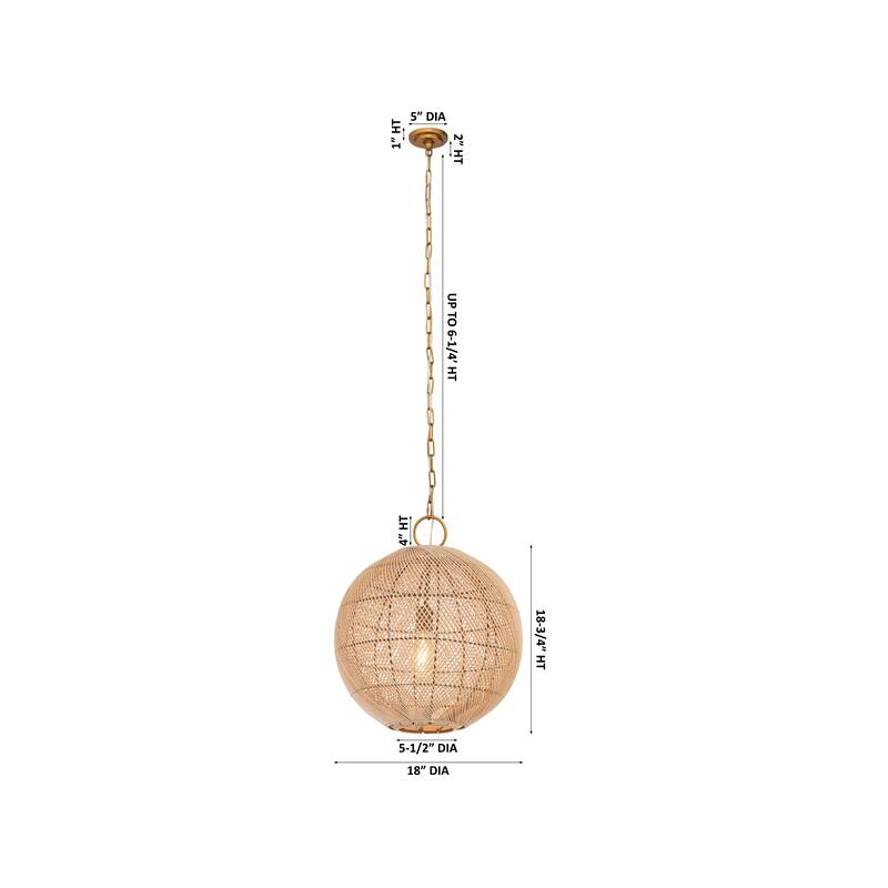 Innovations Lighting Reed - 1 Light 18" Chain Hung Pendant - Gold Finish - Natural Shade