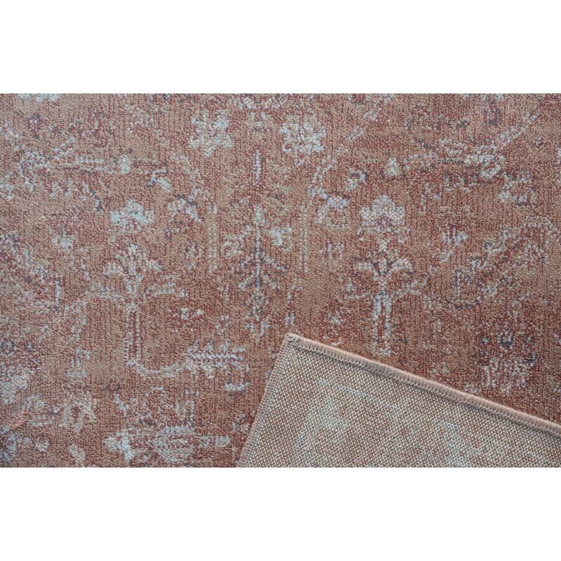 Eno Lyra Rust and Ivory Viscose Area Rug - 2' x 6' Runner