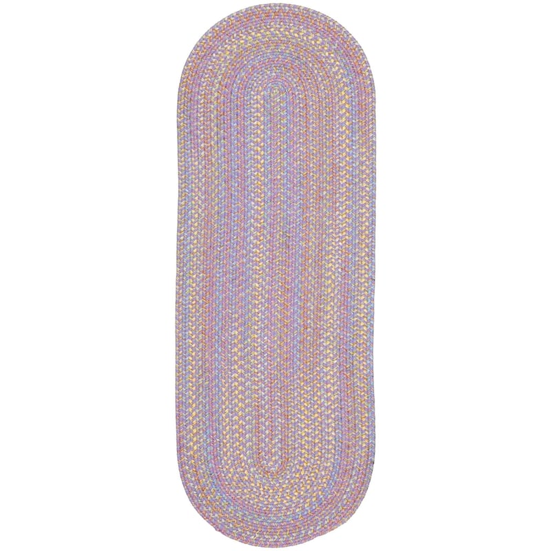 Rhody Rug Playful Indoor/Outdoor Braided Area Rug - 2' x 8' Runner - Violet