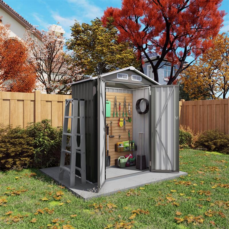 5X3 FT Metal Outdoor Storage Shed,Tool Shed w/Peaked Roof Waterproof