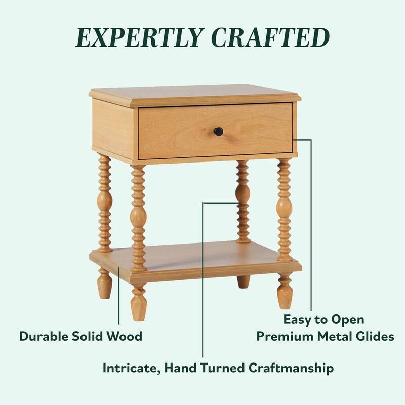 Walker Edison Easy Assembly Solid Wood 1-Drawer Nightstand (Set of 2)