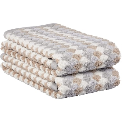 Violet Linen Mirage Pattern, 100% Cotton Highly Absorbent Jacquard Fashion Towel, 20" X 30", Taupe, Hand Towels, Set of 2