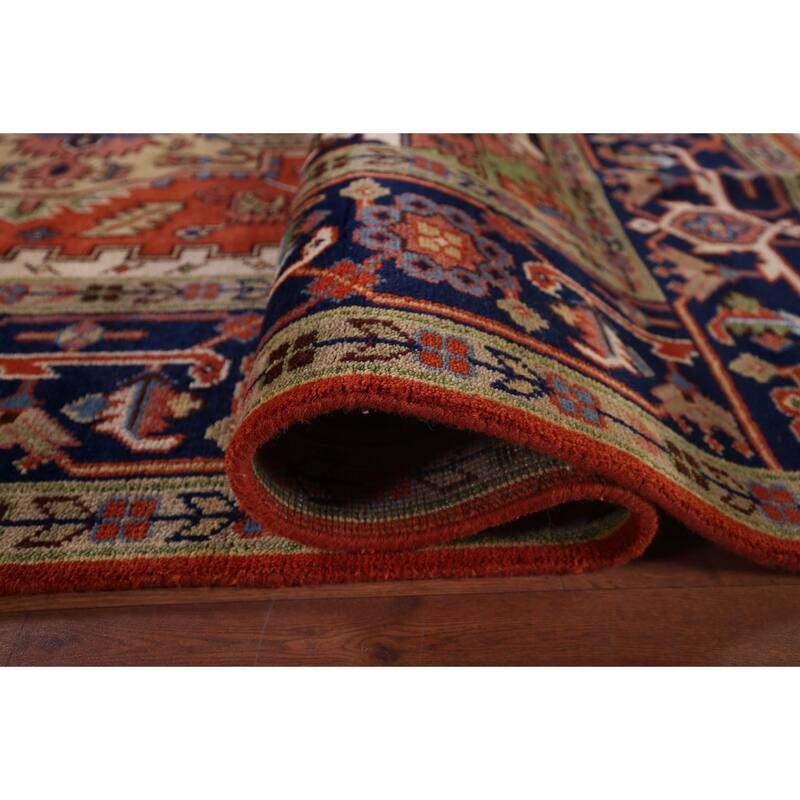 Orange Heriz Serapi Indian Area Rug Handmade Wool Carpet - 9'1"x 11'9"