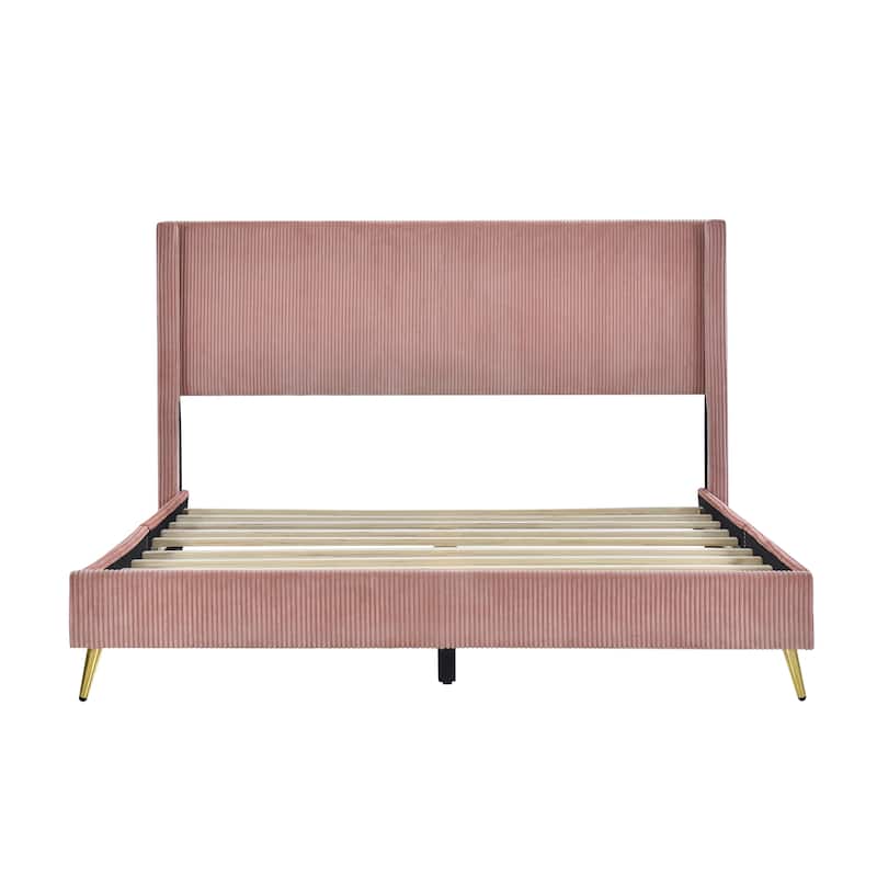 Queen Size Corduroy Platform Bed