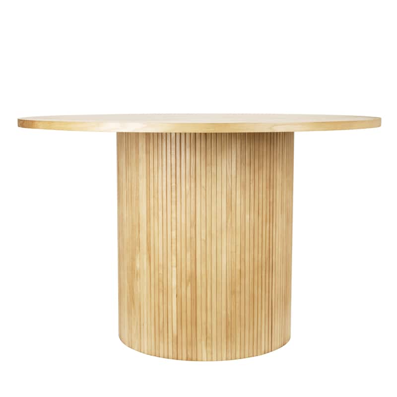 HomeRoots 47" Natural Wood Pedestal Base Round Top Dining Table - 47.20 in. x 29.52 in. x 47.20 in.
