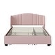 preview thumbnail 10 of 12, Upholstered Platform Bed w/ Wingback Headboard, 1 Twin Trundle & 2 Drawers, Linen Fabric, Queen Size, Beige